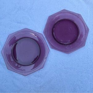 💜 Two Vintage Purple Glass Octagon Plates 💜